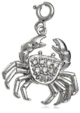 Sterling Silver Diamond Crab Charm, (0.15 cttw)
