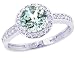 14K White Gold Large Round Gemstone and Diamond Engagement Ring-Aquamarine, size8