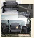 Poly Rattan Lounge Tisch mit Glasplatte Schwarz