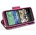 HTC Desire 512 Case, HTC Desire 510 Case, Magnetic Leather Flip Wallet Pouch HTC Desire 510, Slim Folio Case with Kickstand, 2 Credit Card Slot Wallet Pouch (HOT Pink Cheetah Bow)