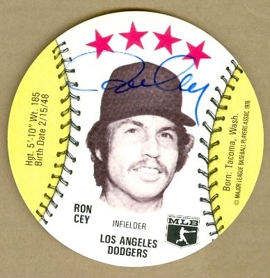 Ron Cey Autographed/Hand Signed Isaly's Disc (Los Angeles Dodgers) (67)