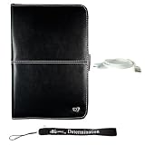 Slim High Quality Durable Synthetic Leather Case Customer Made For Barnes & Noble Nook eBook Reader + Includes a 4-Inch eBigvalue Determination Hand Strap + White USB Data Cable