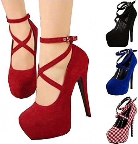 Sexy Fashion Womens Platform Pumps Strappy Buckle Stiletto High Heels Shoes