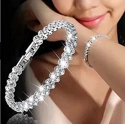 LongJin King Platinum-Plated Sterling Silver Swarovski Zirconia Tennis Bracelet
