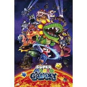 Super Mario Poster ~ Galaxy ~ Nintendo Wii Official Merch ~ Exclusive U.K. Import ~ 24x36"