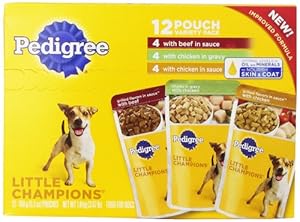 Pedigree Little Champions Grilled Flavors Variety Pack Food for Dogs, 5.3-Ounce Pouches (Pack of 48)