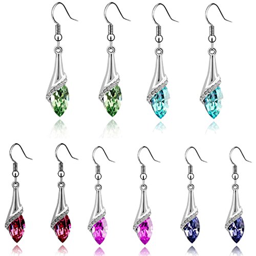 Aokdis (TM) Hot Womens Lady Crystal Marquise Cut Teardrop Wedding Earrings Gift