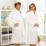 Luxury Hotel / Spa Collection - White Terry Bathrobe, 100% Genuine Turkish Grown Cotton, Unisex - size L / XL