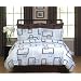 Blue and Brown Geo Modern Contemporary Duvet Cover Bedding Set - King Size