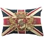 Evans Lichfield Union Jack Traditional Lion Crest Tapestry (Filled) Cushion, 18" x 13"