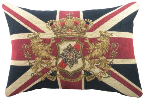 Evans Lichfield Union Jack Traditional Lion Crest Tapestry (Filled) Cushion, 18″ x 13″