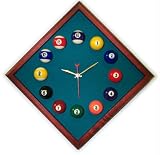 12in Diamond Billiard Clock Cherry & Std Green Mali Felt