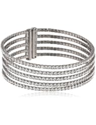 Oroclone "Crystal Set" Plated 5 Row Gap Bangle Bracelet, 2.36"