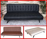 3er-Sofa Couch Schlafsofa Lismore ~ schwarz