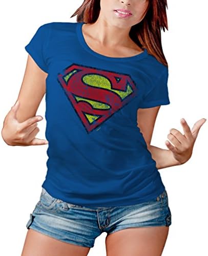 Happyhill Women's DC Comics - Superman/Supergirl Symbol Logo Girly T-Shirt