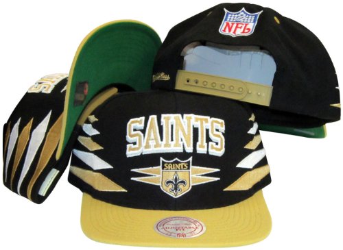 Mitchell & Ness New Orleans Saints Black-Gold Retro Diamond Snapback Adjustable Hat