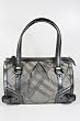 Burberry Handbags Trench Check (Metallic Gray) Canvas and Leather 3712562