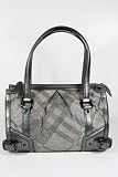 Burberry Handbags Trench Check (Metallic Gray) Canvas and Leather 3712562