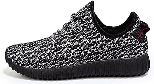 YJN Unisex Flyknit Slip-On Lace Up Fashion Sneaker Black 10.5 D(M) US Women / 10 D(M) US Men / EU 44