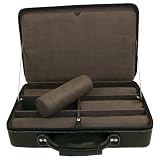 Executive Watch Case for 24 to 30 Travel Briefcase Black Leather Large Compartments Zipper