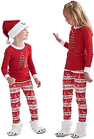 JBY Christmas Kids Mom Dad Two Piece Striped Matching Family Pajama Set Sleepwear (10-11T, Kids)