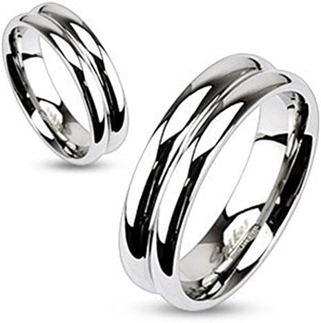 Janestore Fashion 316L Stainless Double Domed Mirror Polished Band Ring Size 5-13