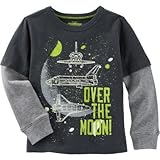OSHKOSH(オシュコシュ) グローインザダークレイヤードスペースティ チャコール トップス長袖Tシャツ 12ヶ月【並行輸入】