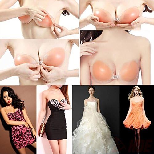 YoYoflyer Sexy Enhance Enhance Silicone Push Up Invisible Self Adhesive Breathable Backless Strapless Bra Nipple Cover Bra Insert Breast Pad Swimsuit and Bra Inserts Bikini Swimsuit Pads