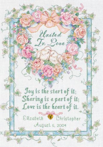 Dimensions United In Love Wedding Record Counted Cross Stitch Kit: 10x14