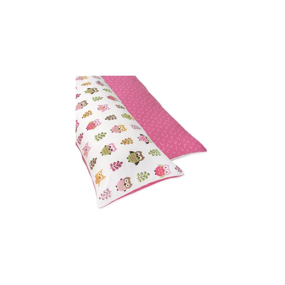 Pink Happy Owl Full Length Double Zippered Body Pillow Case Cover