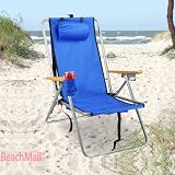 High Back Steel Backpack Beach Chair by WearEver - Solid Blue