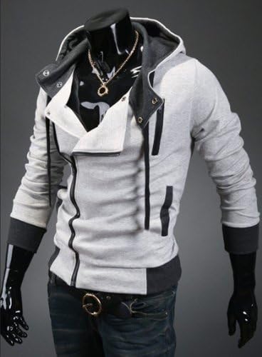 Pixnor® Assassins Creed 3 Desmond Miles Cosplay Costume Hoodie Assassin's Creed Jacket Costume Top Coat (Light Grey, L)