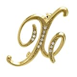 Gold Tone Initial Letter Brooch Pin - X - Women's Brooches & Pins