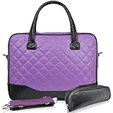 BRINCH(TM) 14.1inch Diamond Quilted Pattern Bubble Foam Padded Laptop Computer Notebook Sleeve Tote Briefcase Carry Case Messenger Shoulder Bag For Macbook Air/Pro 13.3 inch Hp Dell Sony (Purple)