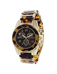 Geneva Platinum 9144 Womens Chronograph-style Tortoise Link Watch