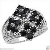 ParisJewelry 4 Carat Genuine Sapphire and WhiteDiamond Filigree Ring