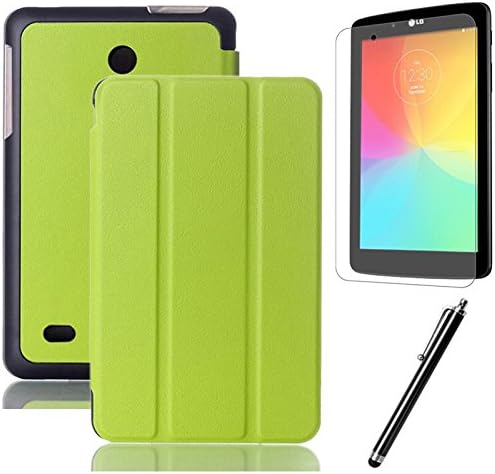 STONG 3in1 Green Three Fold PU Leather Ultra Slim Lightweight Folio Stand Case Cover for LG GPAD 7 V400 Floding Case Cover +Screen Protector + Touch Pen