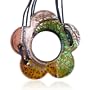 Murano Glass Amber Green Floret Dichroic Pendant Summer Fashion Jewelry