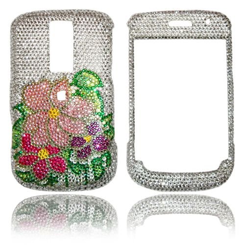 Blackberry Bold 9000 Genuine Swarovski Crystal (7ss) Flower Design Faceplate Cover Case