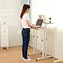 Sdadi Adjustable Height Mobile Stand Up Desk Computer Workstation With Standing&Seating 2 Modes (Dark Grain)