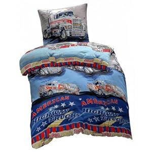 Parure de lit Housse de couette + 1 Taie d oreiller Camion Americain 1