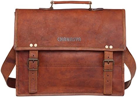 Chanasya 13-Inch Genuine pocketless Leather Shoulder Bag Satchel -Brown