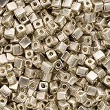 Miyuki 4mm Glass Cube Beads Metallic Silver #1051 10 Grams