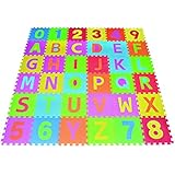 Letters & Numbers Puzzle Play Mat 36 Tiles EVA Foam Rainbow Floor by Poco Divo