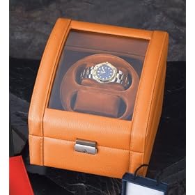 Executive Style Genuine Tan Leather Two Watch Winder
