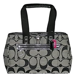 Coach Hamptons Signature Carryall Bag Purse Tote 14878 Black White