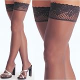 Shirley Silky Sheer Silicone Gripper Stay-Up Lace Top Stockings