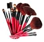 SHANY Professional 13-Piece Cosmetic Brush Set with Pouch, Set of 12 Brushes and 1 Pouch, Red