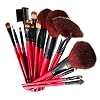 SHANY Professional 13-Piece Cosmetic Brush Set with Pouch, Set of 12 Brushes and 1 Pouch, Red
