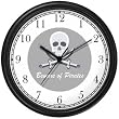 Pirate Skull & Crossed Swords No.2 - Pirate Theme Wall Clock by WatchBuddy Timepieces (Black Frame)